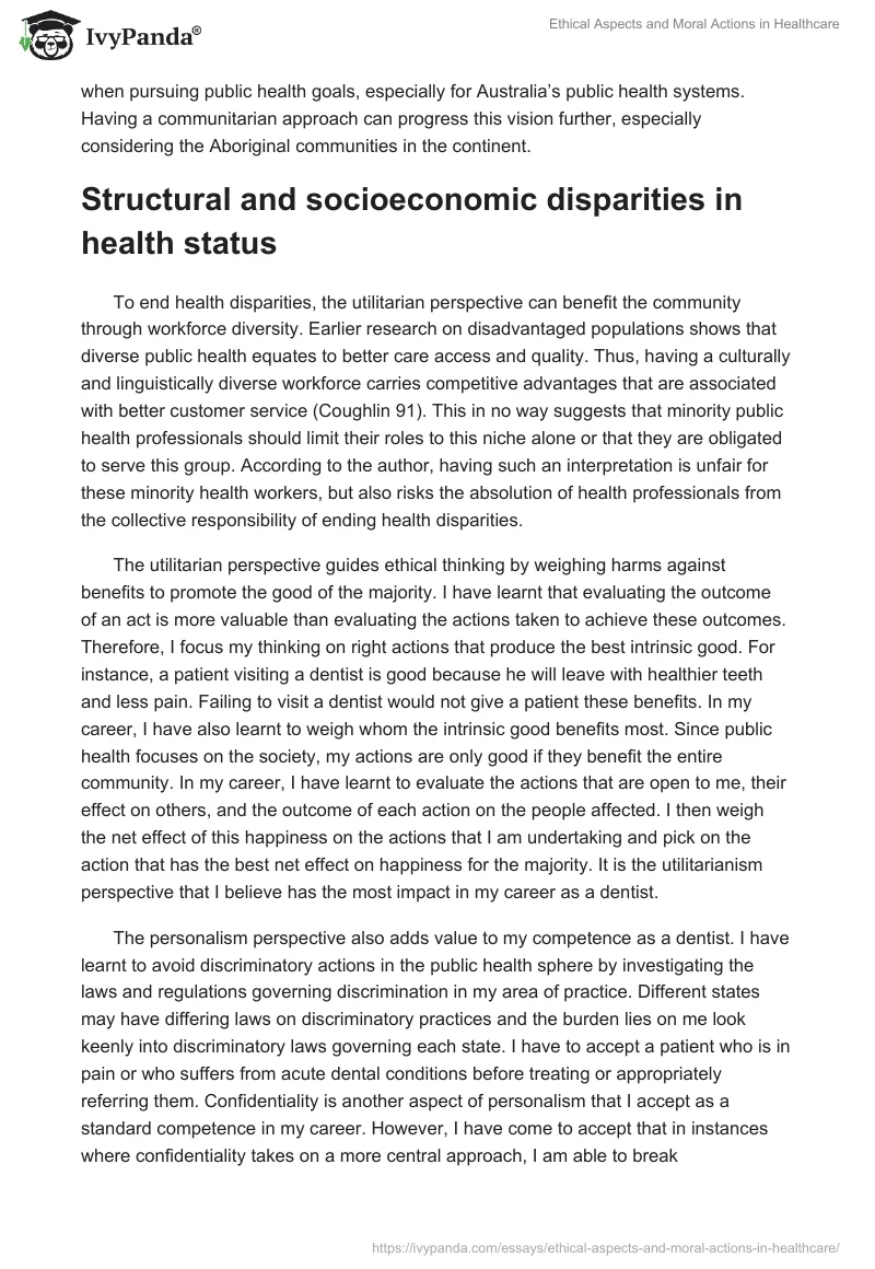 Ethical Aspects and Moral Actions in Healthcare. Page 3