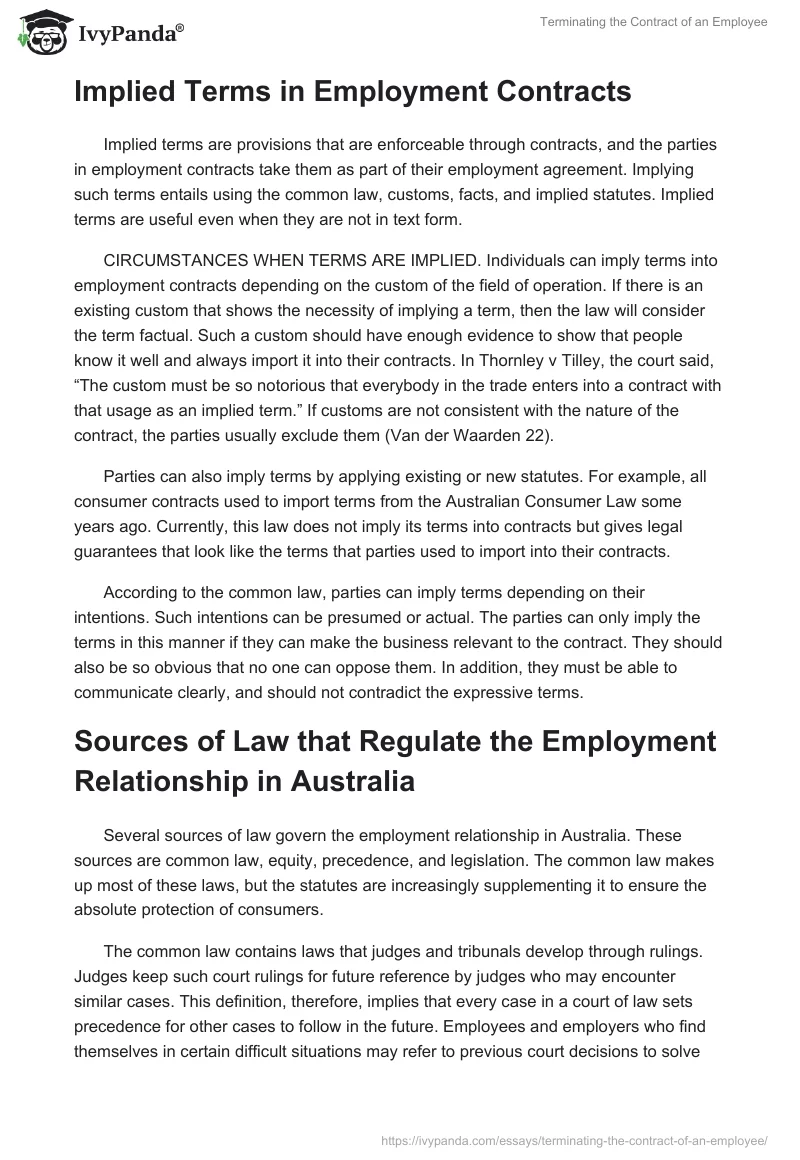 Terminating the Contract of an Employee. Page 2