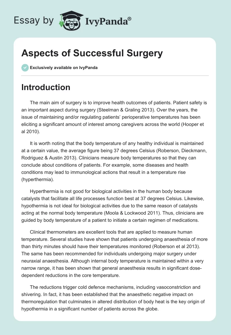Aspects of Successful Surgery. Page 1