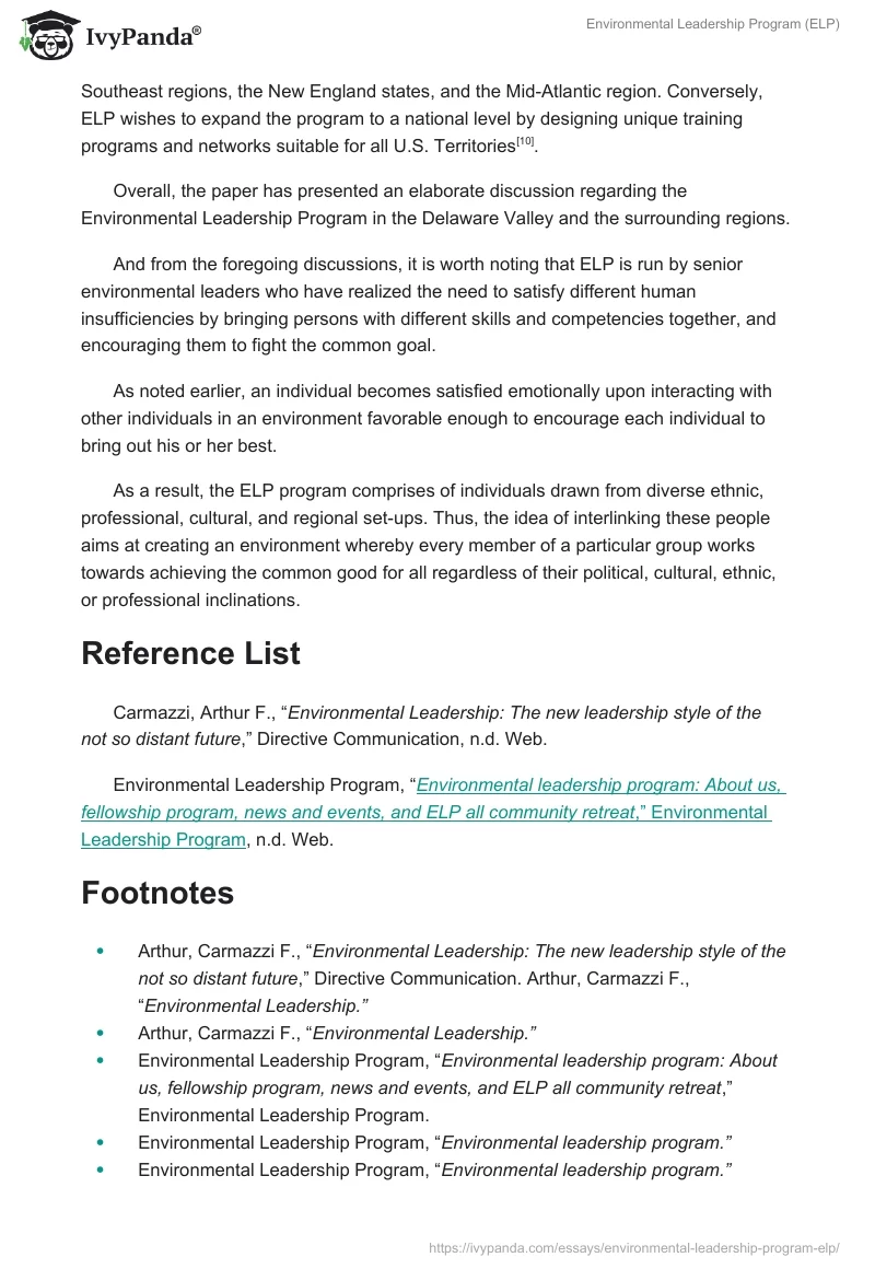 Environmental Leadership Program (ELP). Page 4