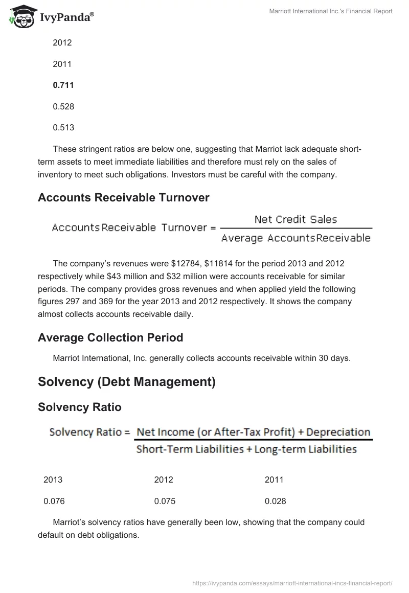 Marriott International Inc.'s Financial Report. Page 4