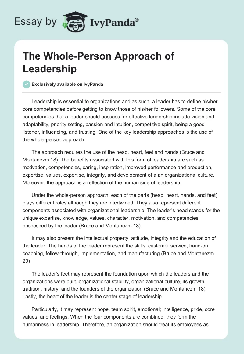 The Whole-Person Approach of Leadership. Page 1