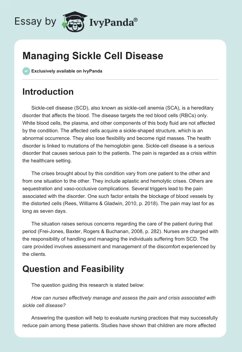 Managing Sickle Cell Disease. Page 1