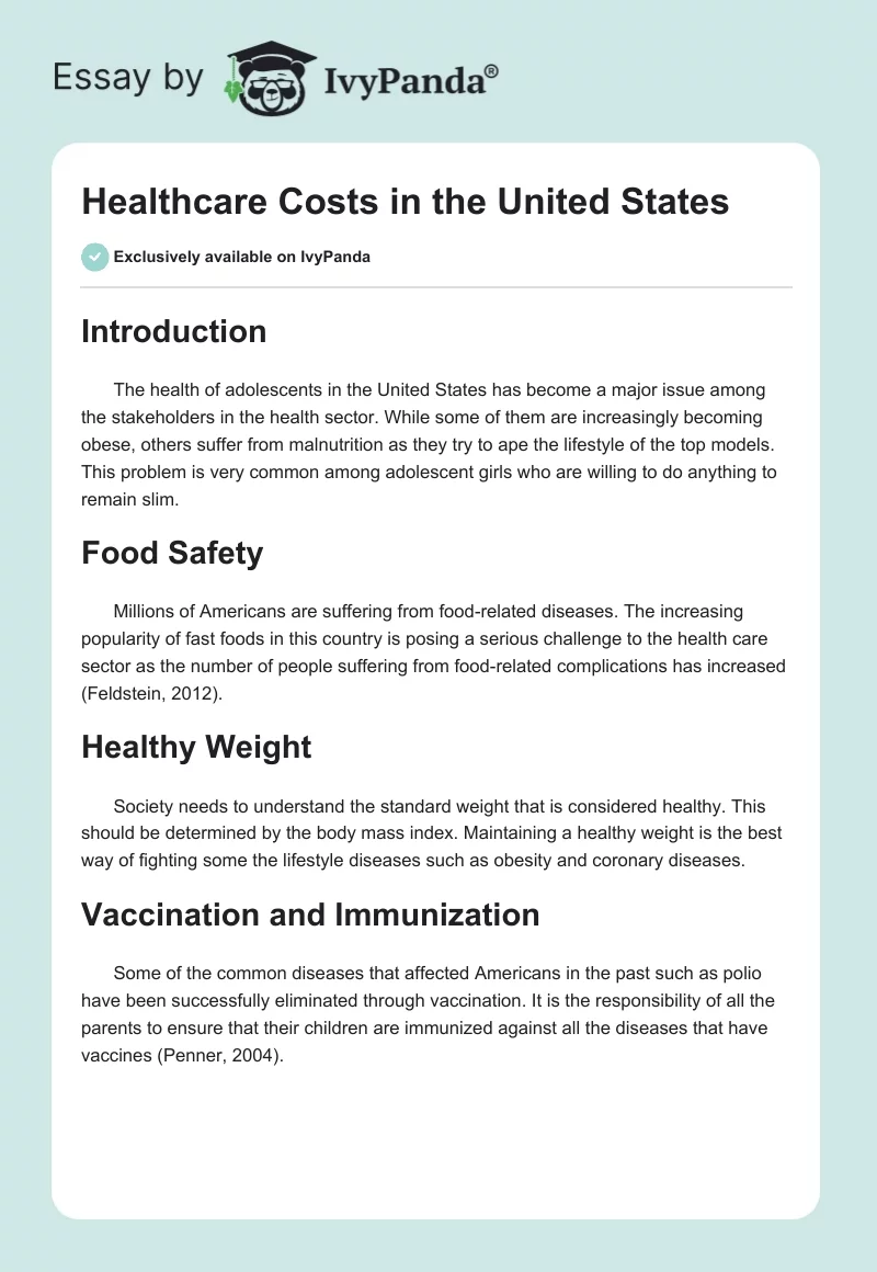 Healthcare Costs in the United States. Page 1