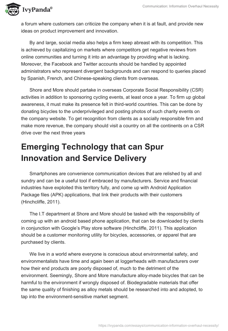 Communication: Information Overhaul Necessity. Page 3