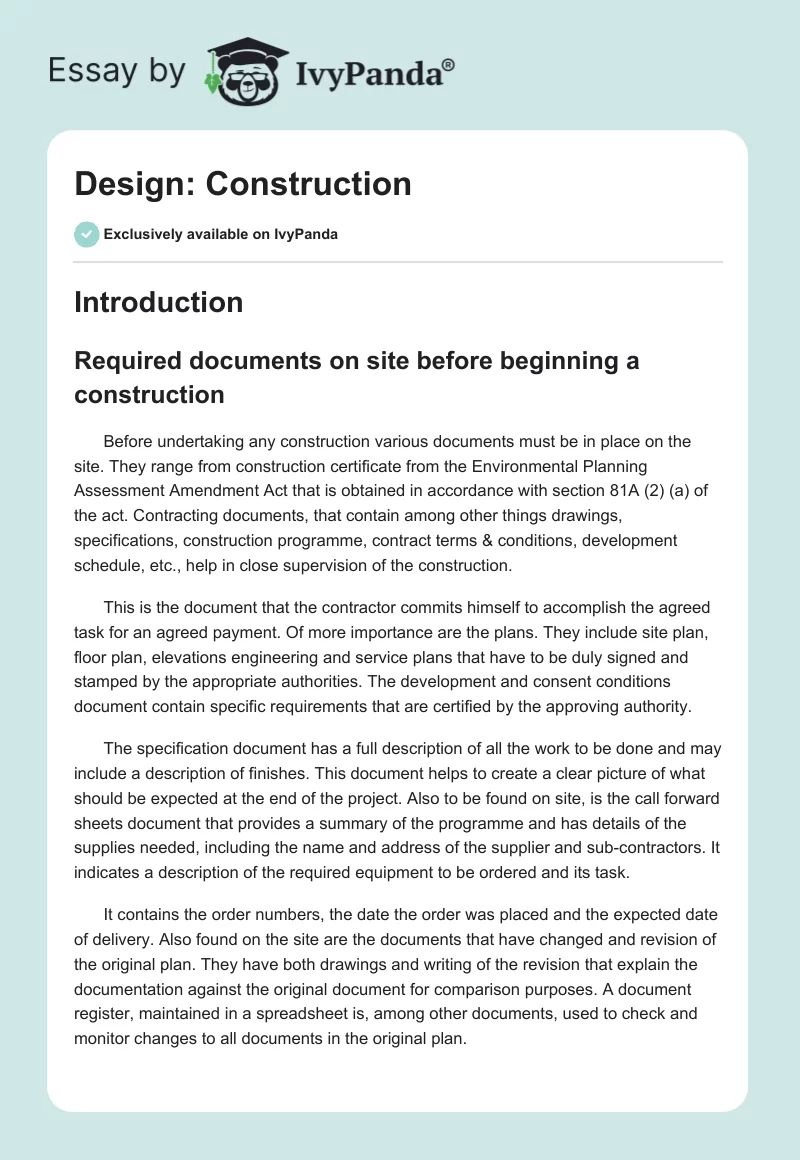 Design: Construction. Page 1