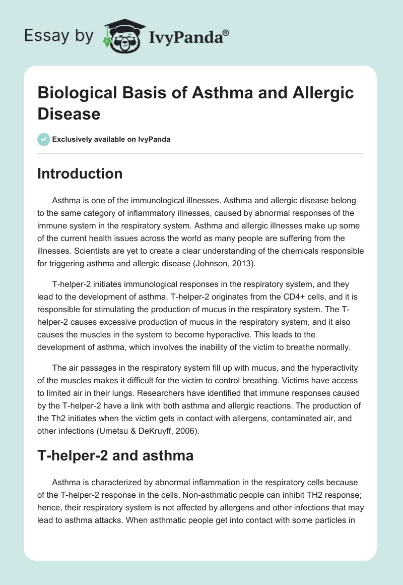Biological Basis of Asthma and Allergic Disease. Page 1