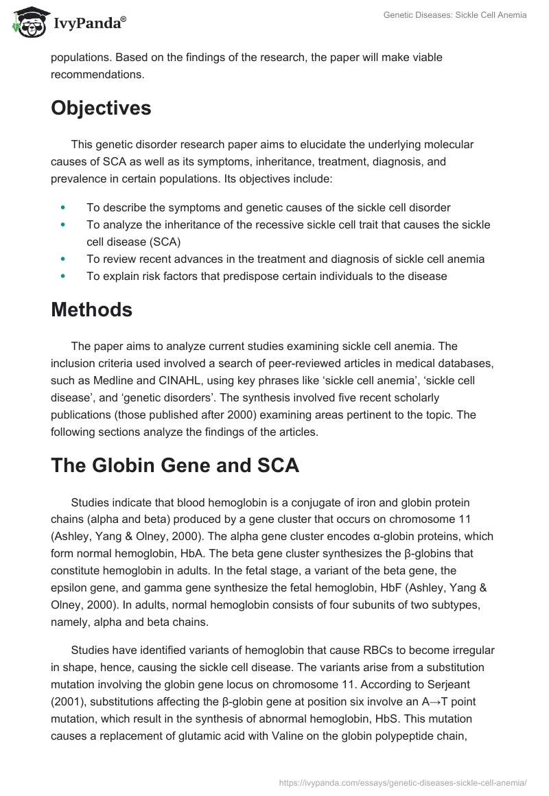 Genetic Diseases: Sickle Cell Anemia. Page 2