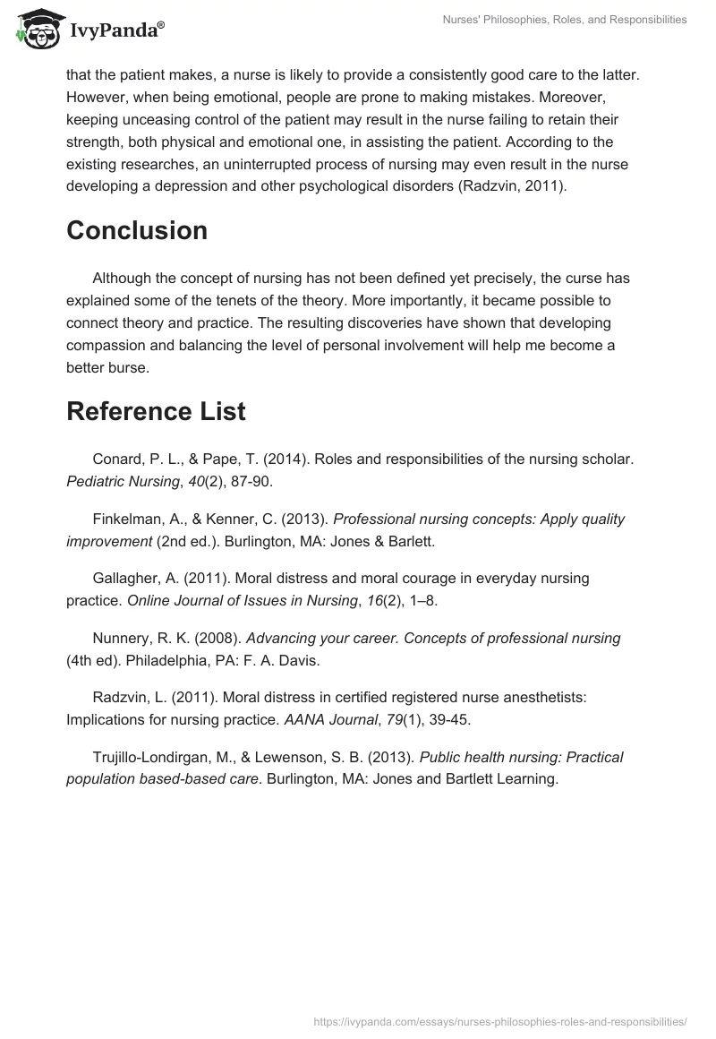 Nurses' Philosophies, Roles, and Responsibilities. Page 4