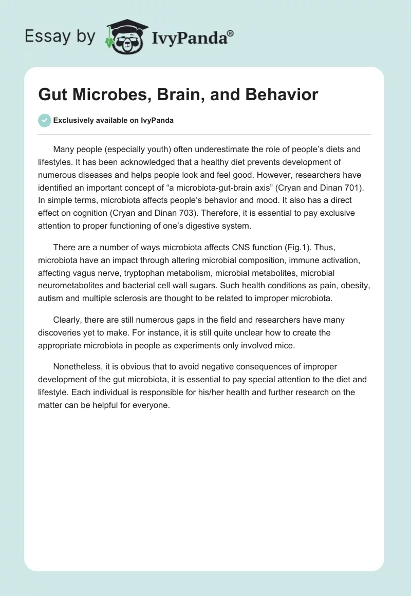 Gut Microbes, Brain, and Behavior. Page 1