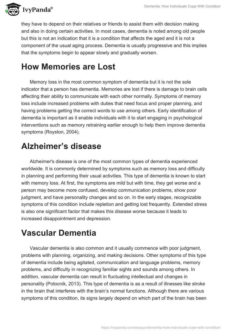 Dementia: How Individuals Cope With Condition. Page 2