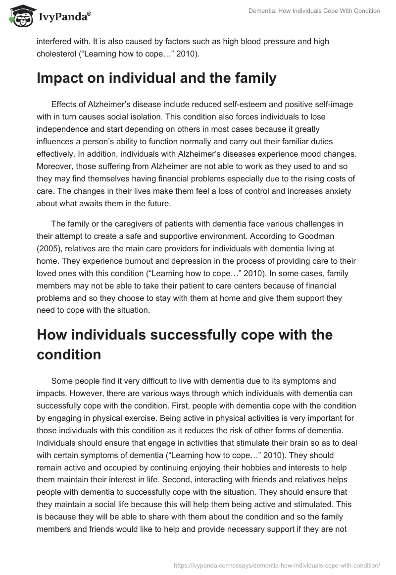Dementia: How Individuals Cope With Condition. Page 3