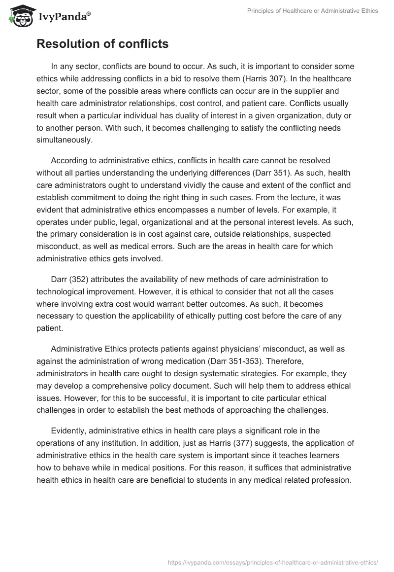 Principles of Healthcare or Administrative Ethics. Page 2