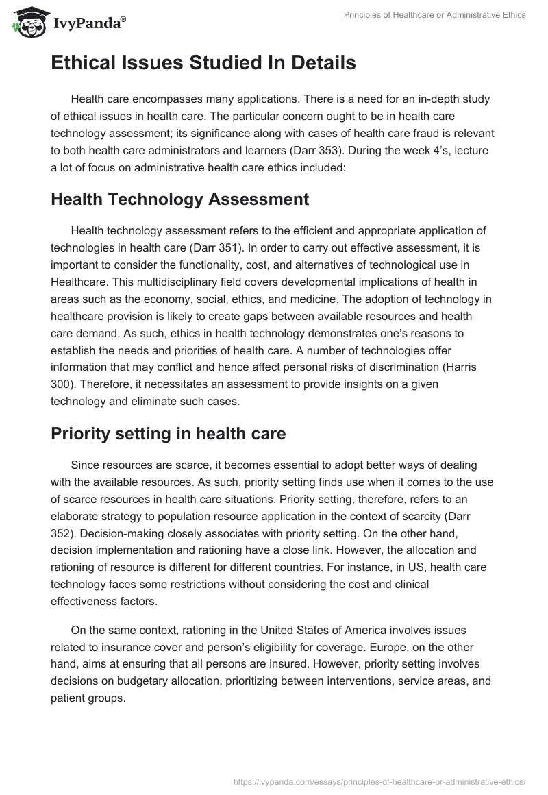 Principles of Healthcare or Administrative Ethics. Page 3