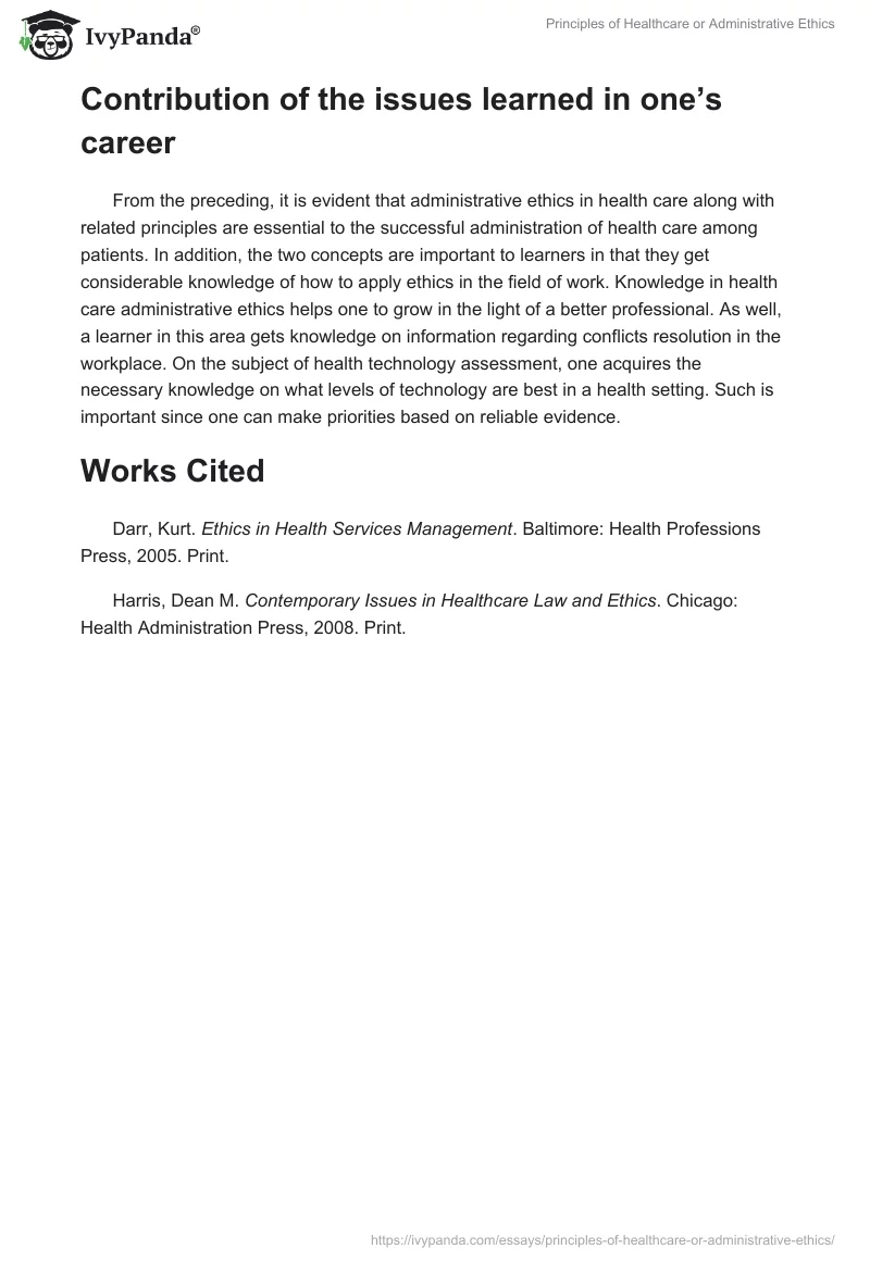 Principles of Healthcare or Administrative Ethics. Page 4