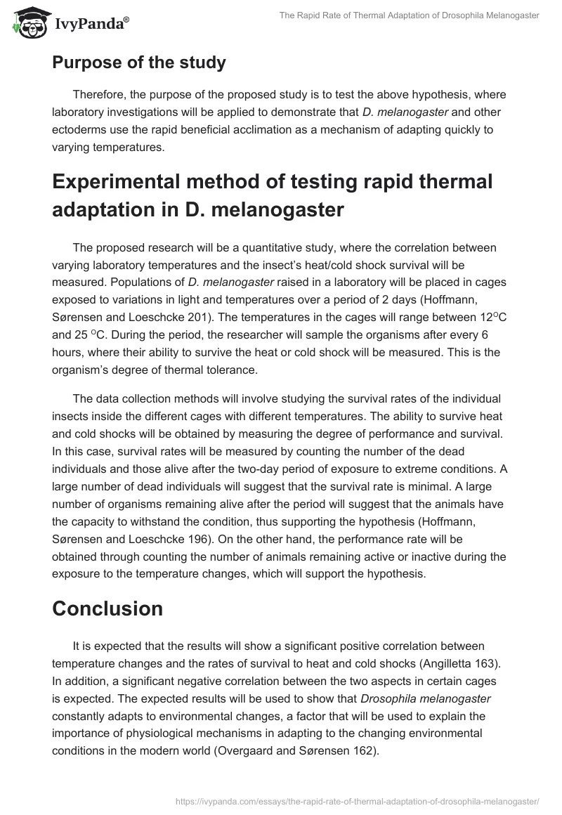 The Rapid Rate of Thermal Adaptation of Drosophila Melanogaster. Page 3