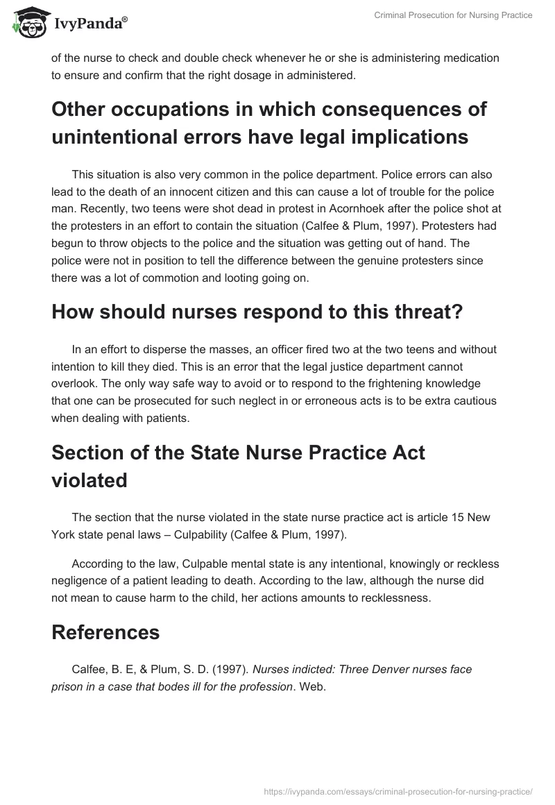 Criminal Prosecution for Nursing Practice. Page 2