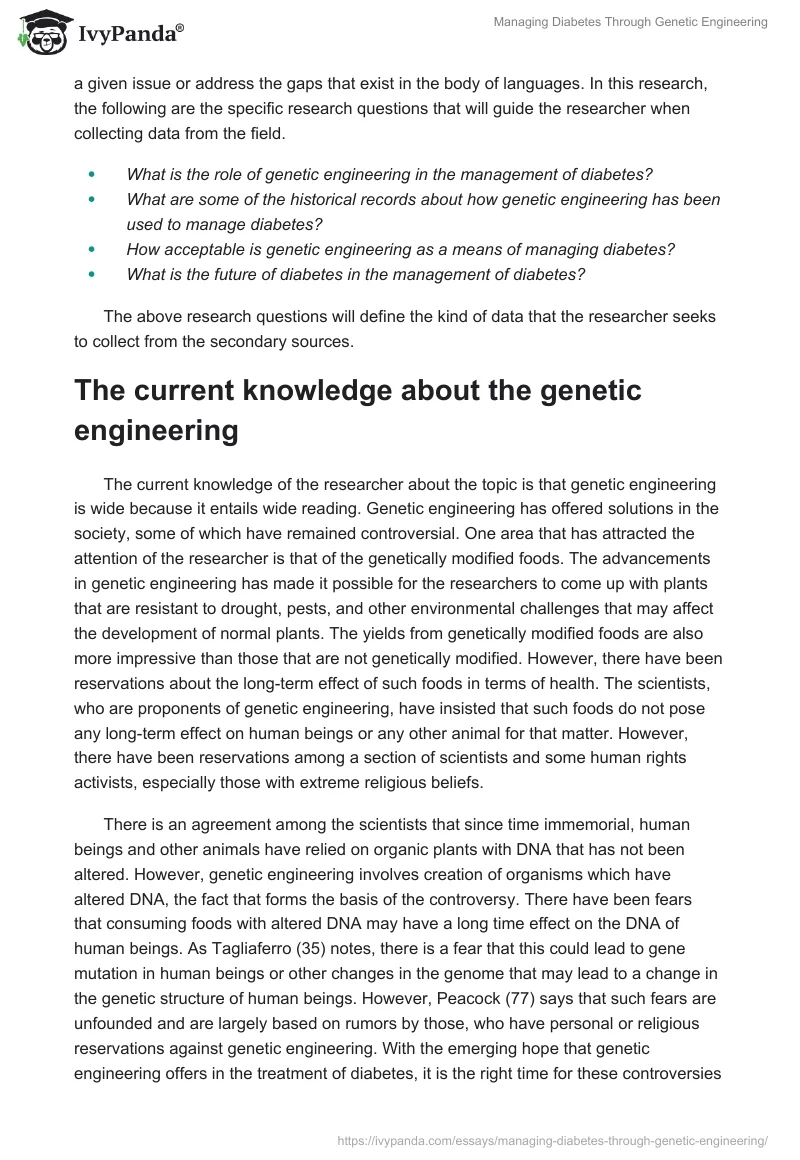 Managing Diabetes Through Genetic Engineering. Page 2