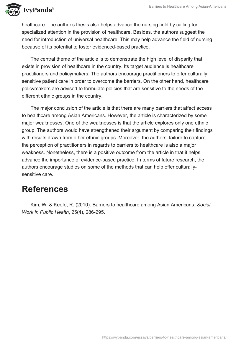Barriers to Healthcare Among Asian-Americans. Page 2