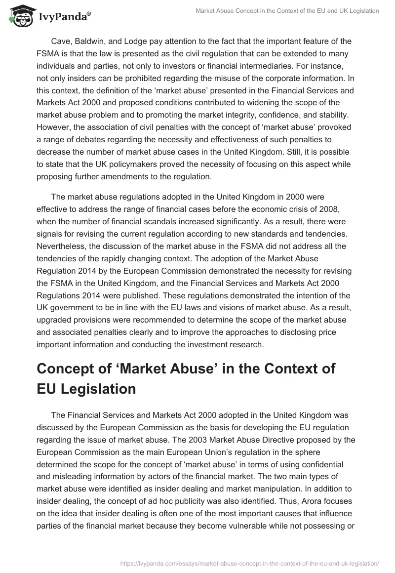 Market Abuse Concept in the Context of the EU and UK Legislation. Page 3