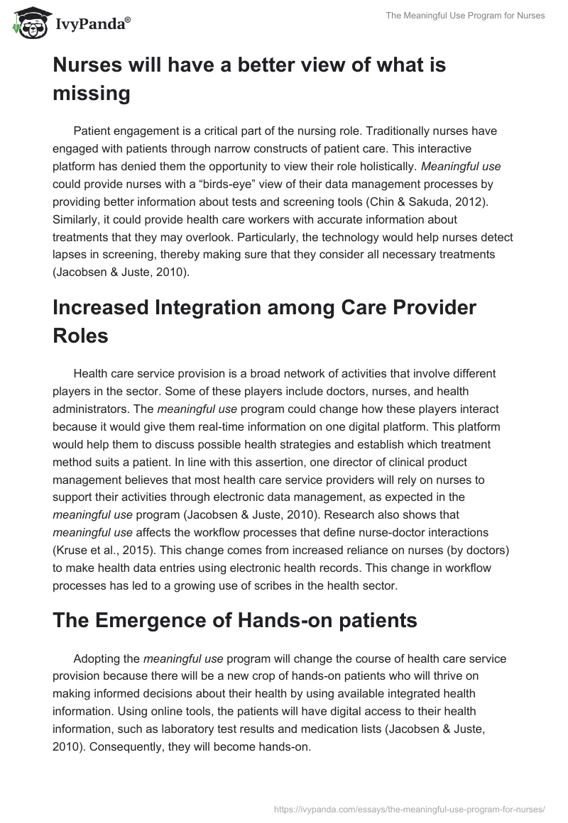 The Meaningful Use Program for Nurses. Page 3