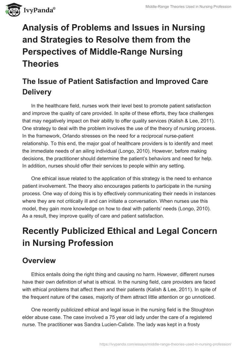 Middle-Range Theories Used in Nursing Profession. Page 2