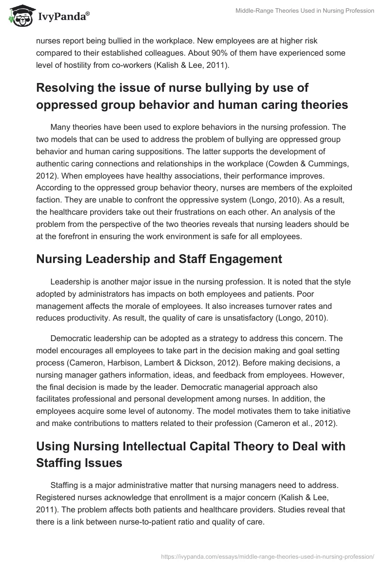 Middle-Range Theories Used in Nursing Profession. Page 4
