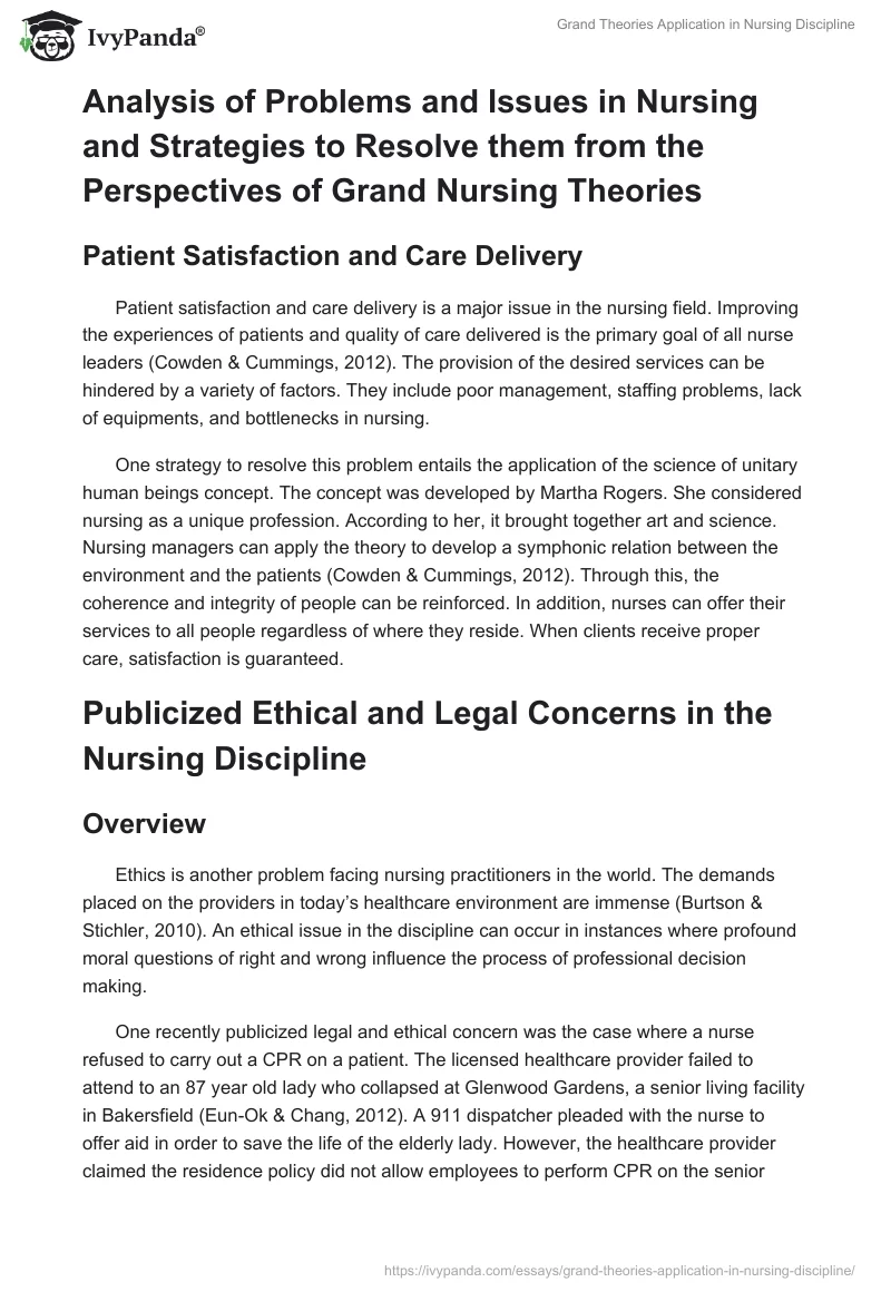 Grand Theories Application in Nursing Discipline. Page 2