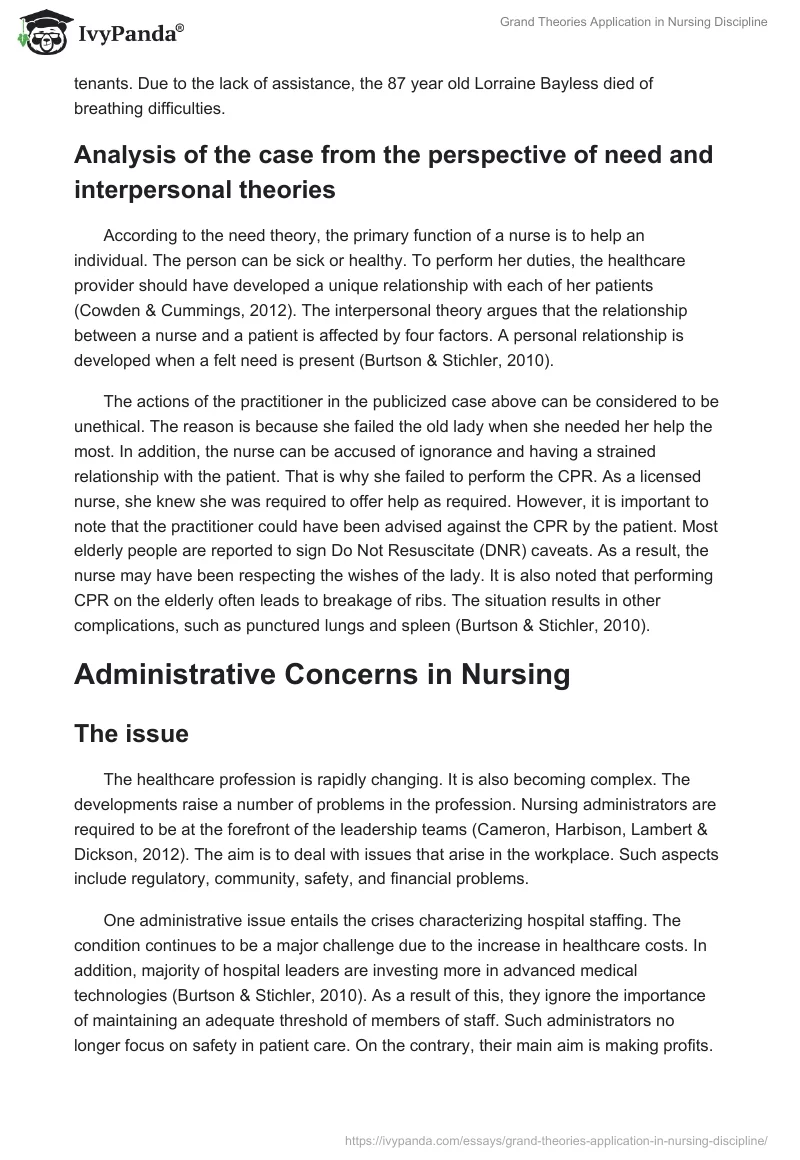 Grand Theories Application in Nursing Discipline. Page 3