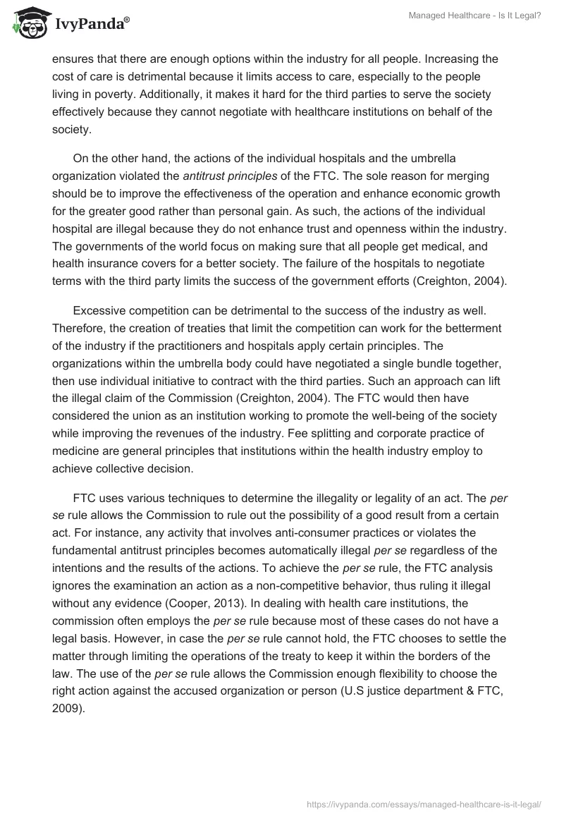 Managed Healthcare - Is It Legal?. Page 2