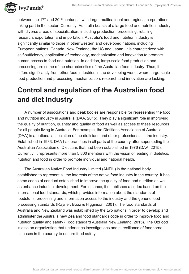 The Australian Human Nutrition Industry: Nature, Economic & Employment Potential. Page 3
