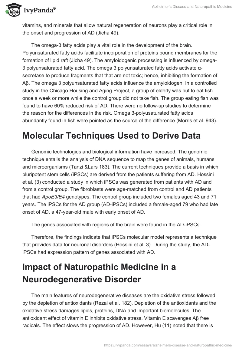 Alzheimer’s Disease and Naturopathic Medicine. Page 2