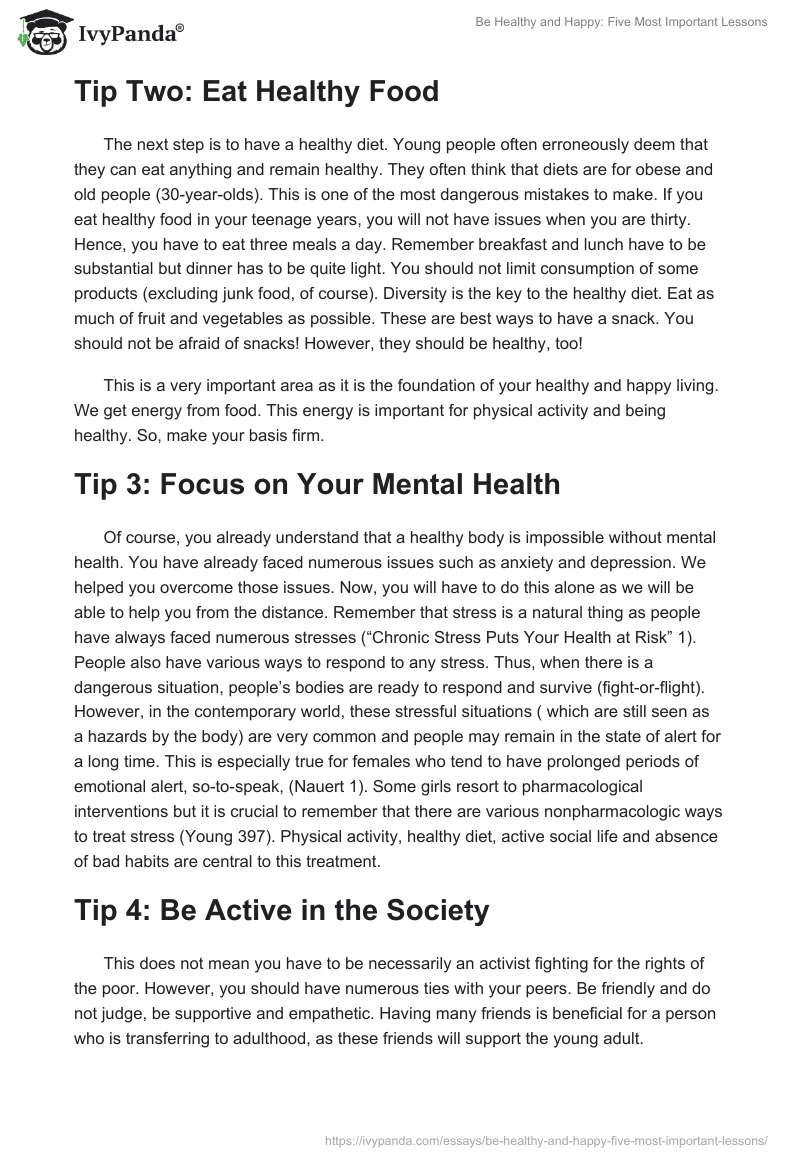 Be Healthy and Happy: Five Most Important Lessons. Page 2
