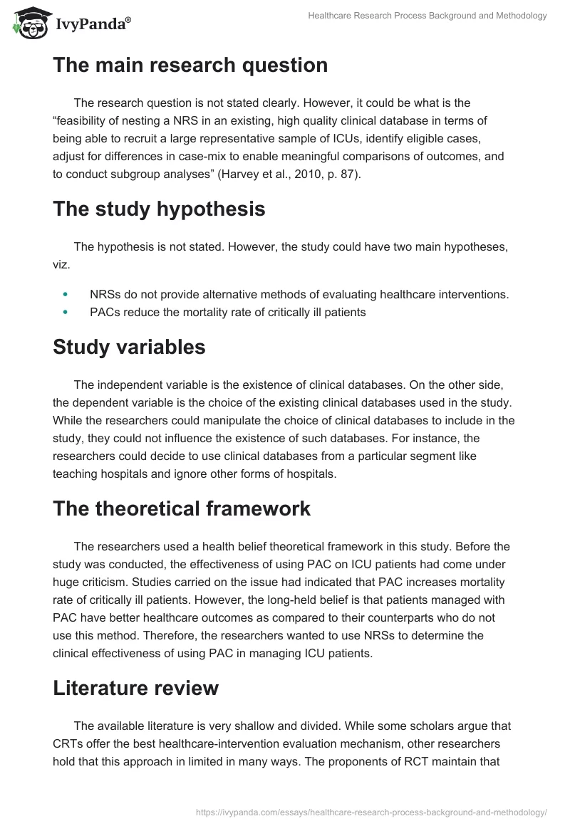 Healthcare Research Process Background and Methodology. Page 2