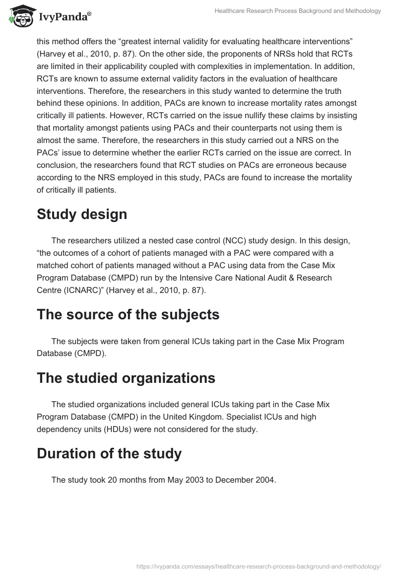 Healthcare Research Process Background and Methodology. Page 3