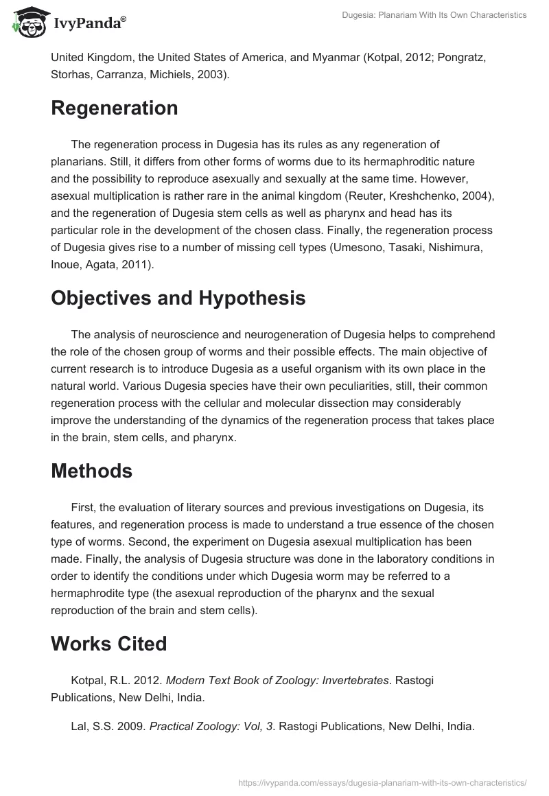 Dugesia: Planariam With Its Own Characteristics. Page 2