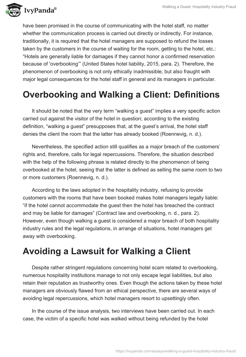 Walking a Guest: Hospitality Industry Fraud. Page 2