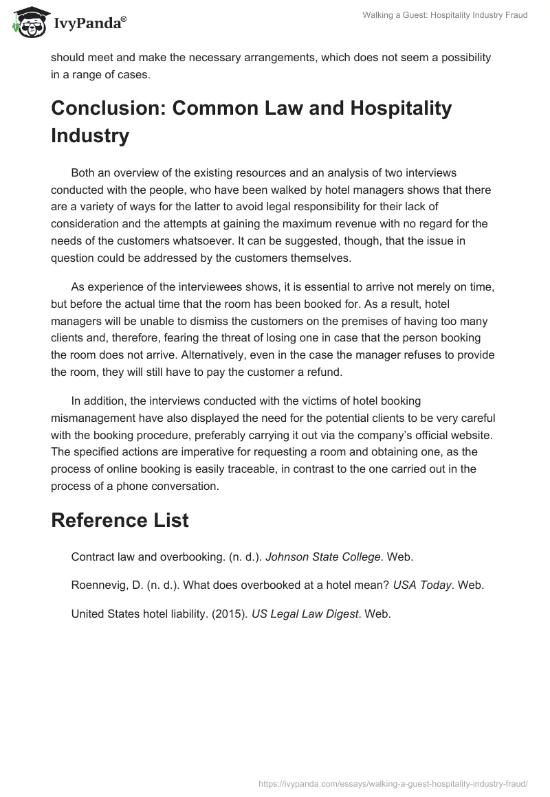Walking a Guest: Hospitality Industry Fraud. Page 4