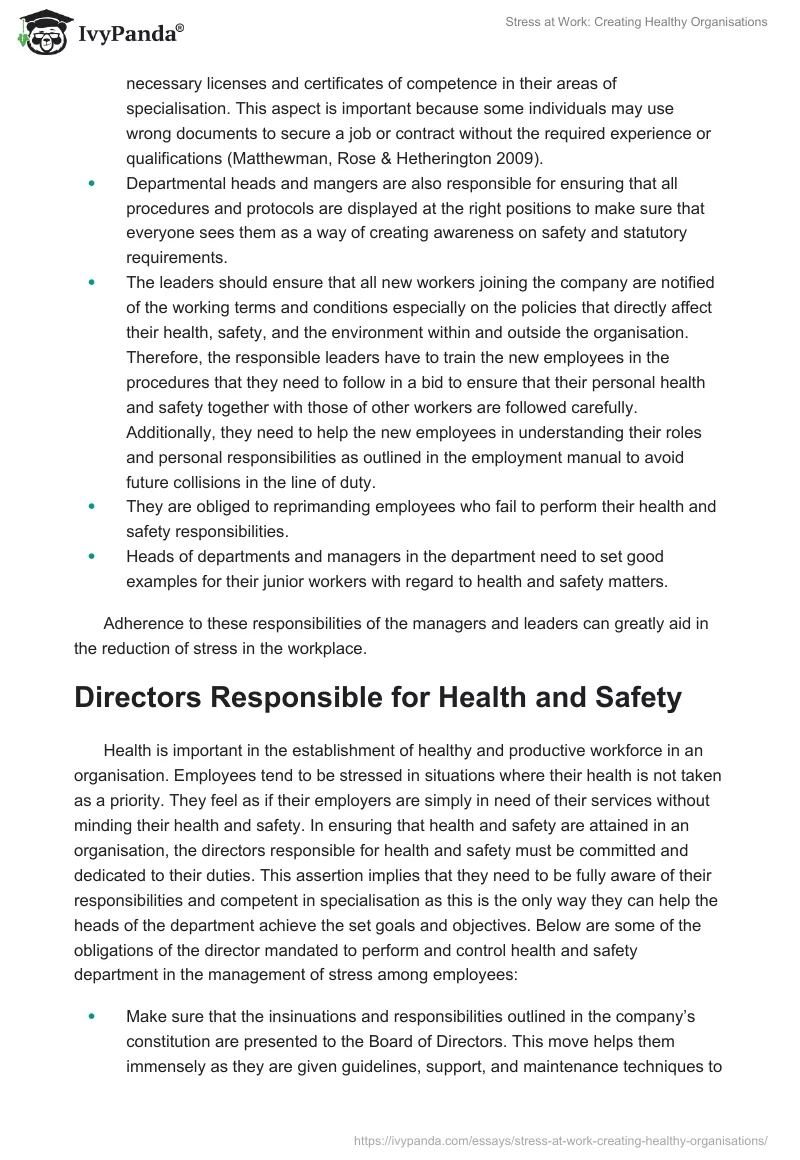 Stress at Work: Creating Healthy Organisations. Page 4