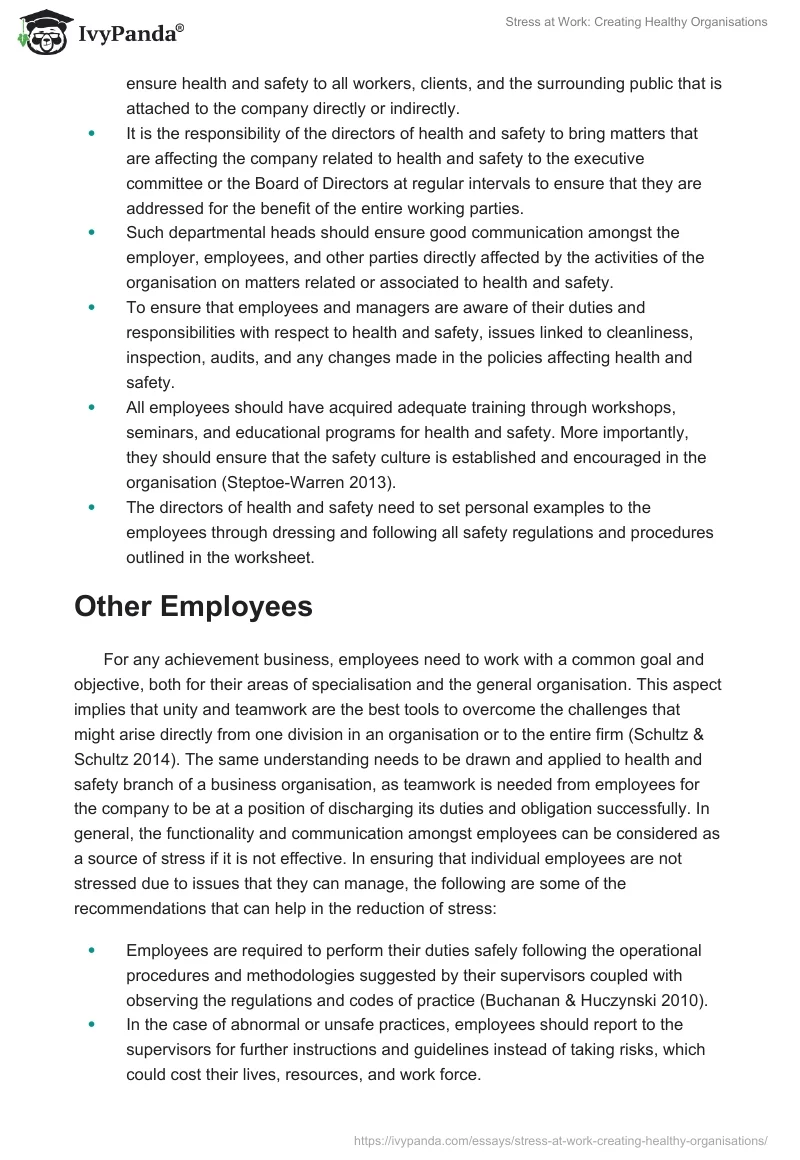 Stress at Work: Creating Healthy Organisations. Page 5