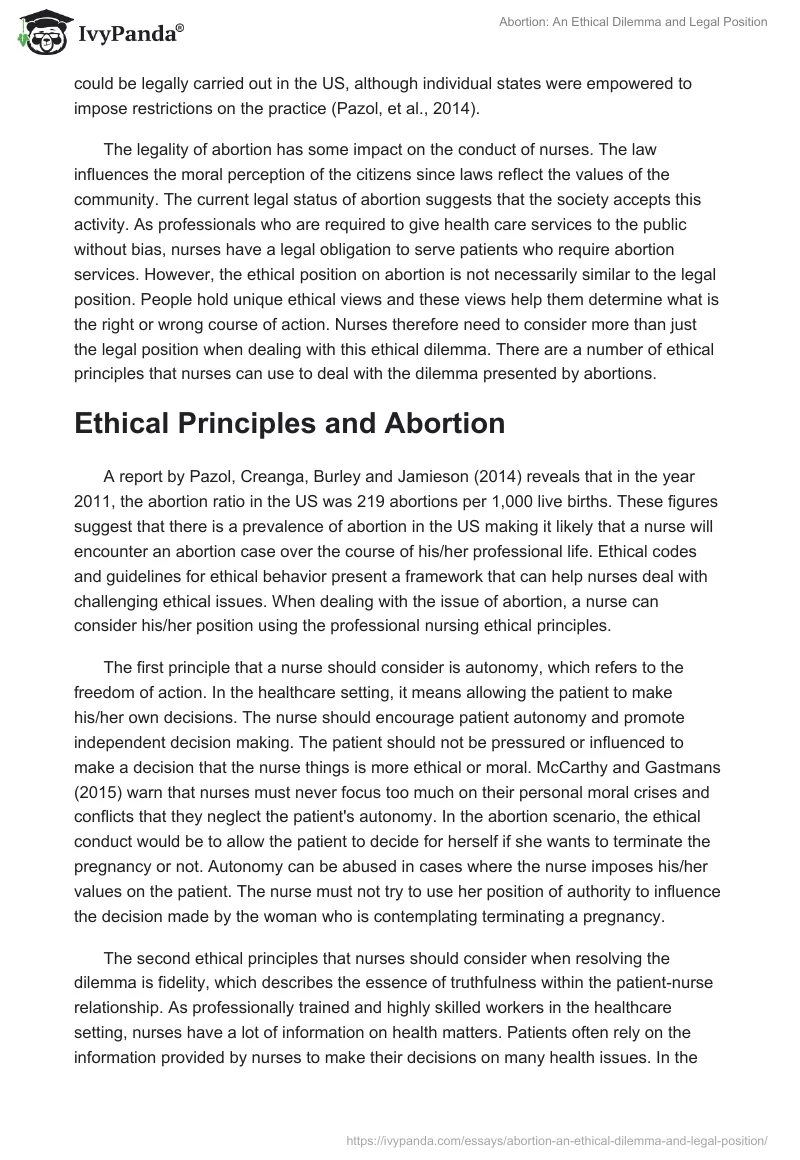 Abortion: An Ethical Dilemma and Legal Position. Page 2