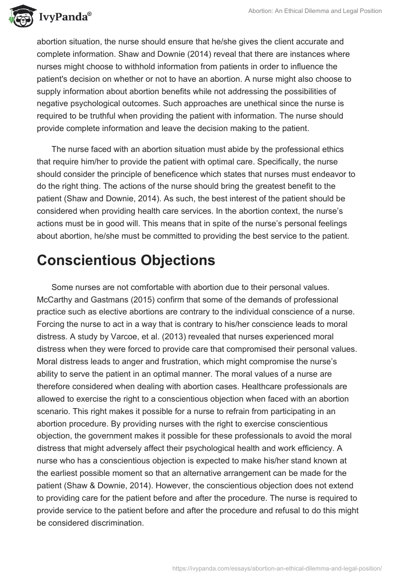Abortion: An Ethical Dilemma and Legal Position. Page 3