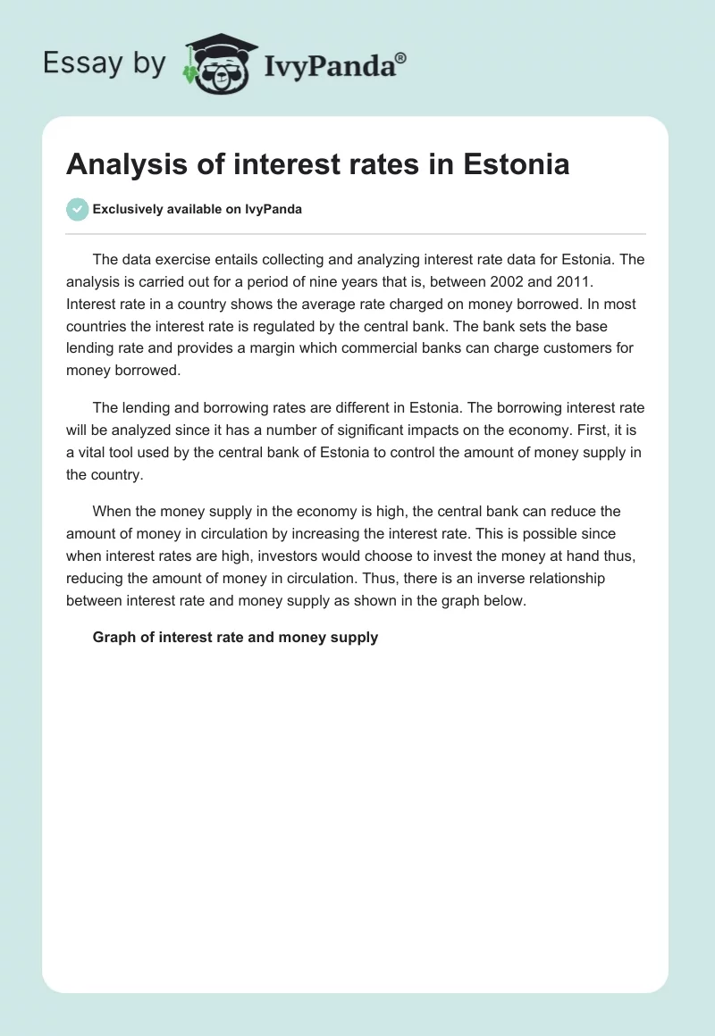 Analysis of interest rates in Estonia. Page 1