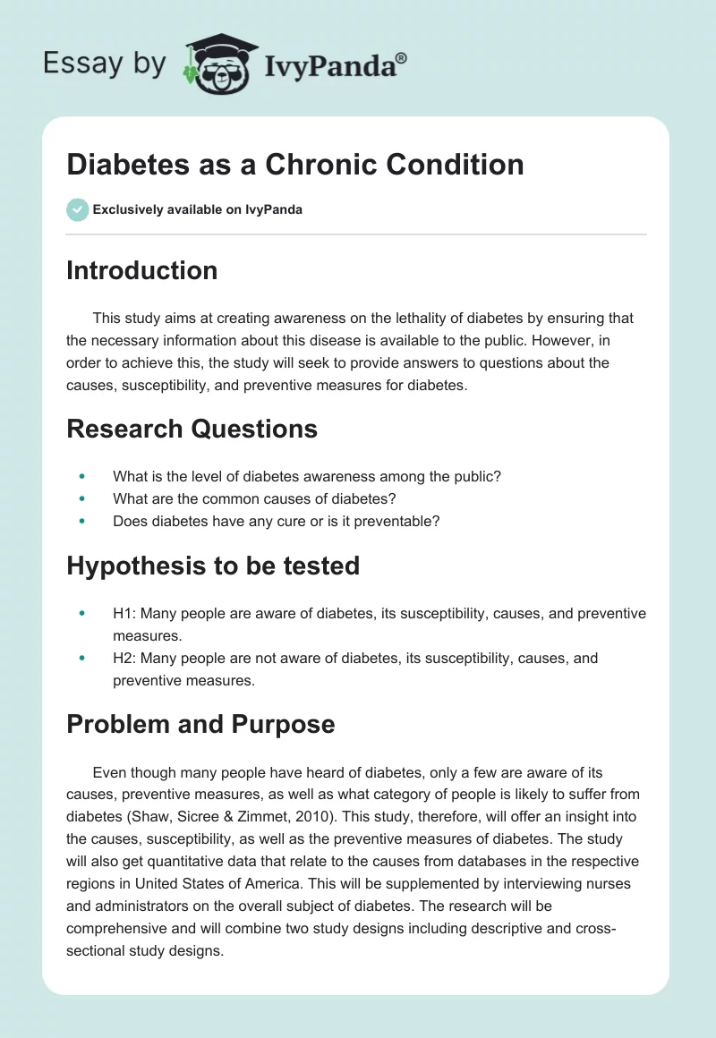Diabetes as a Chronic Condition. Page 1