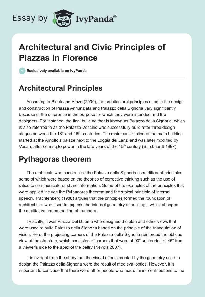 Architectural and Civic Principles of Piazzas in Florence. Page 1