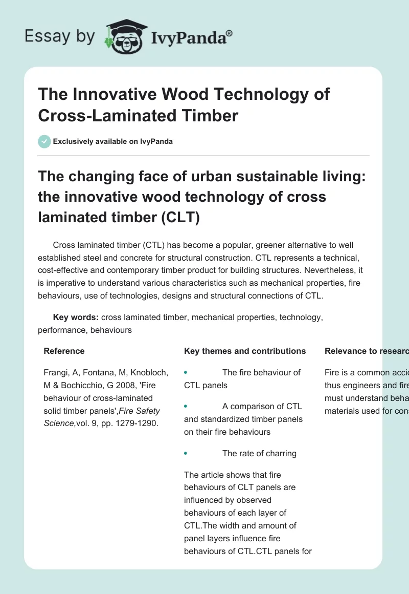 The Innovative Wood Technology of Cross-Laminated Timber. Page 1