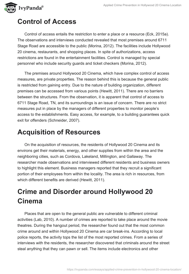 Applied Crime Prevention in Hollywood 20 Cinema Location. Page 3