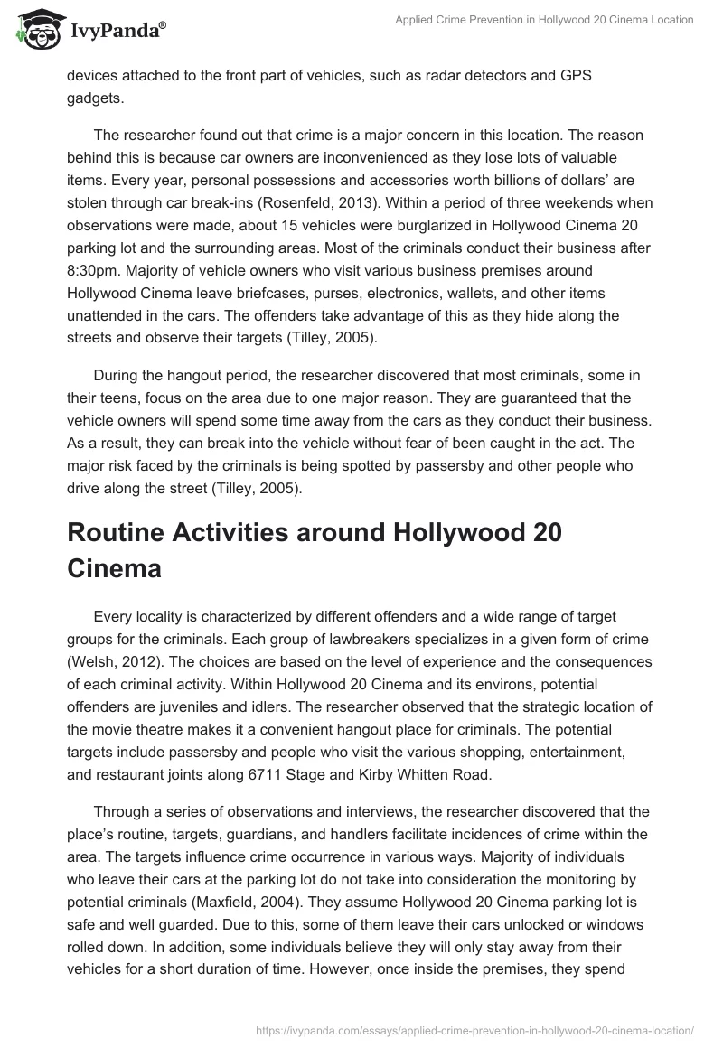 Applied Crime Prevention in Hollywood 20 Cinema Location. Page 4