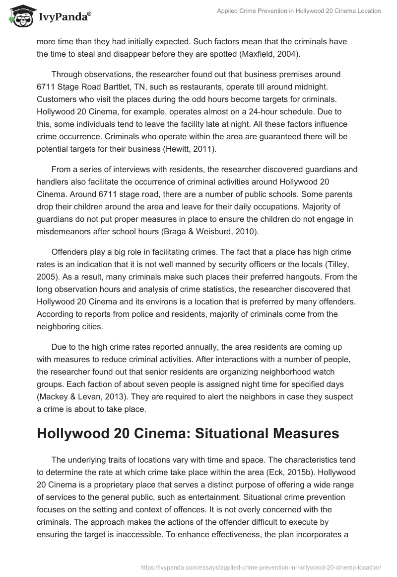 Applied Crime Prevention in Hollywood 20 Cinema Location. Page 5