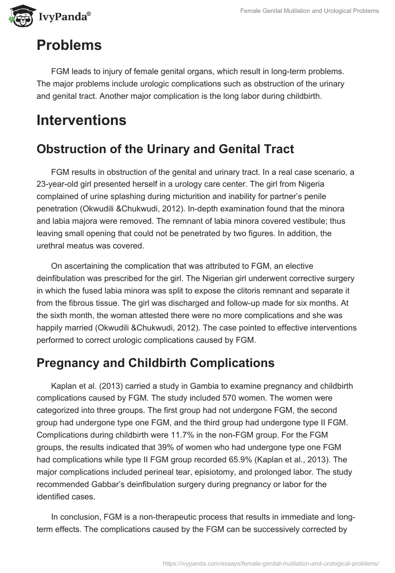 Female Genital Mutilation and Urological Problems. Page 2